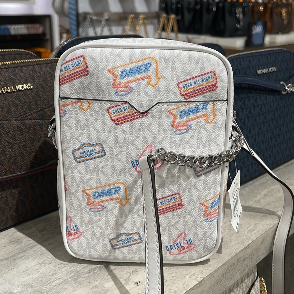 MICHAEL KORS
Jet Set Md Printed Signature Logo Crossbody NS CHAIN XBODY Flight - Picture 8 of 16